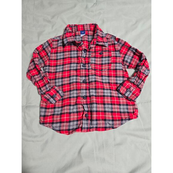 Old navy 4t boys plaid long sleeve button up flannel shirt - Picture 1 of 5